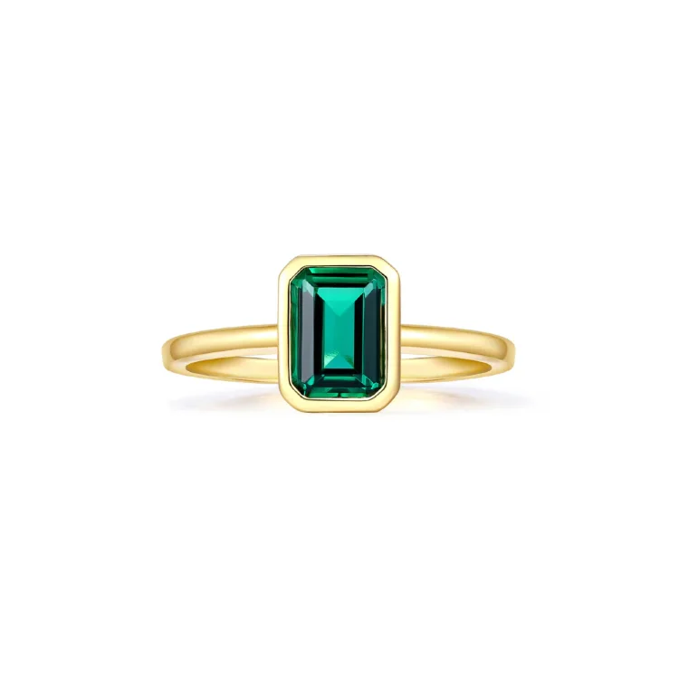 Кольцо Jade с изумрудом в золочёном серебре 1